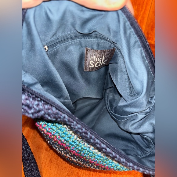 The Sak Crochet Shoulder Bag Strap Tote Striped Multi Color Boho Purse - Picture 8 of 9